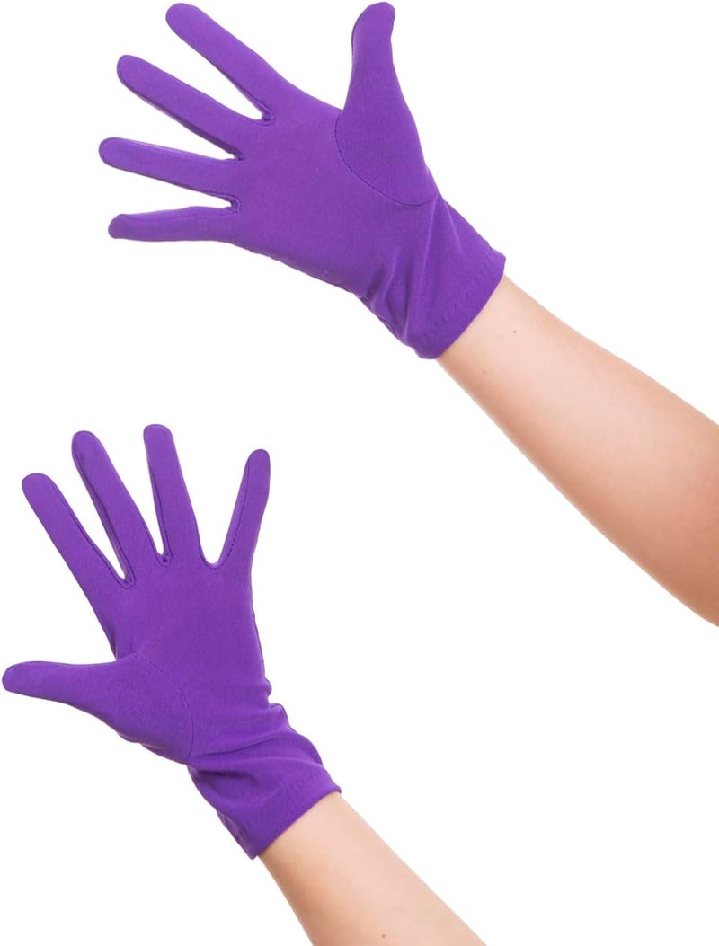 Vonokee Adult Spandex Gloves,Short Stretchy Opera Gloves for Halloween Party Costume 1920s Flapper Accessories - Image 3